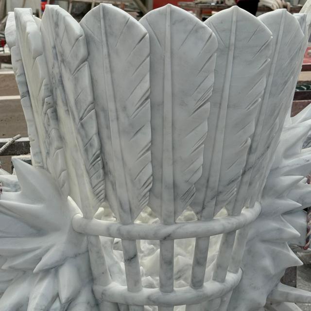 Custom Carved Carrara White Marble Badminton Sculpture