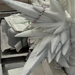 Custom Carved Carrara White Marble Badminton Sculpture