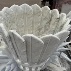 Custom Carved Carrara White Marble Badminton Sculpture
