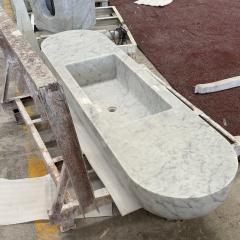 Carrara White Marble Integrated Wash Basin