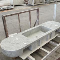 Carrara White Marble Integrated Wash Basin