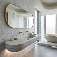 Carrara White Marble Integrated Wash Basin