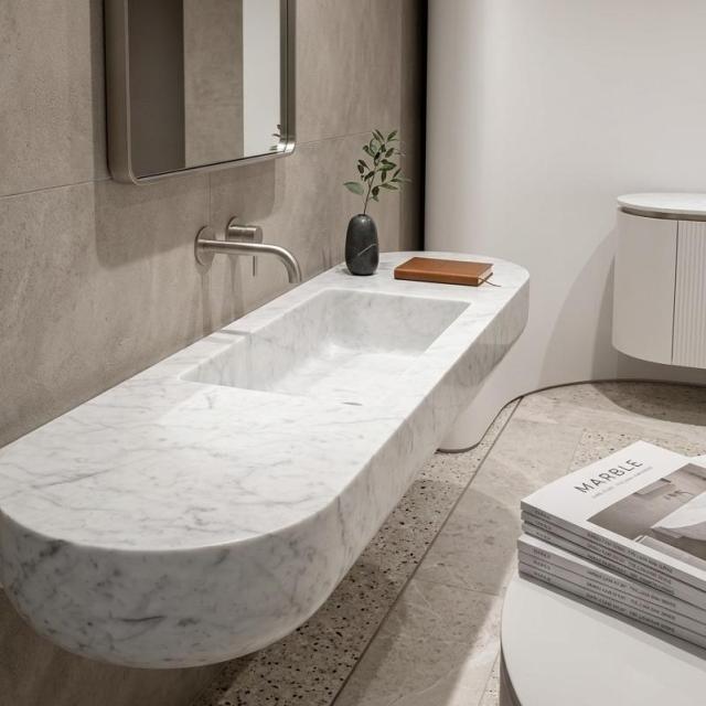 Carrara White Marble Integrated Wash Basin