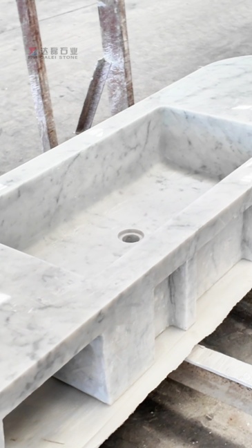 Carrara White Marble Integrated Wash Basin