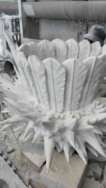 Custom Carved Carrara White Marble Badminton Sculpture