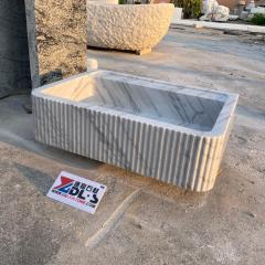 Carrara White Marble Fluted Vessel Sink