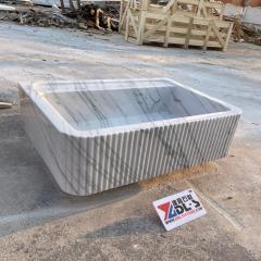 Carrara White Marble Fluted Vessel Sink