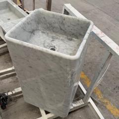 Carrara White Marble Pedestal Wash Basin