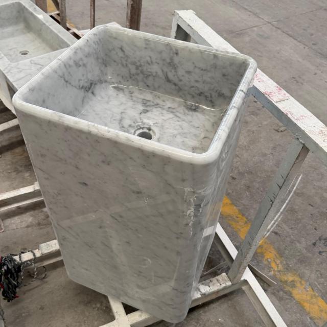 Carrara White Marble Pedestal Wash Basin