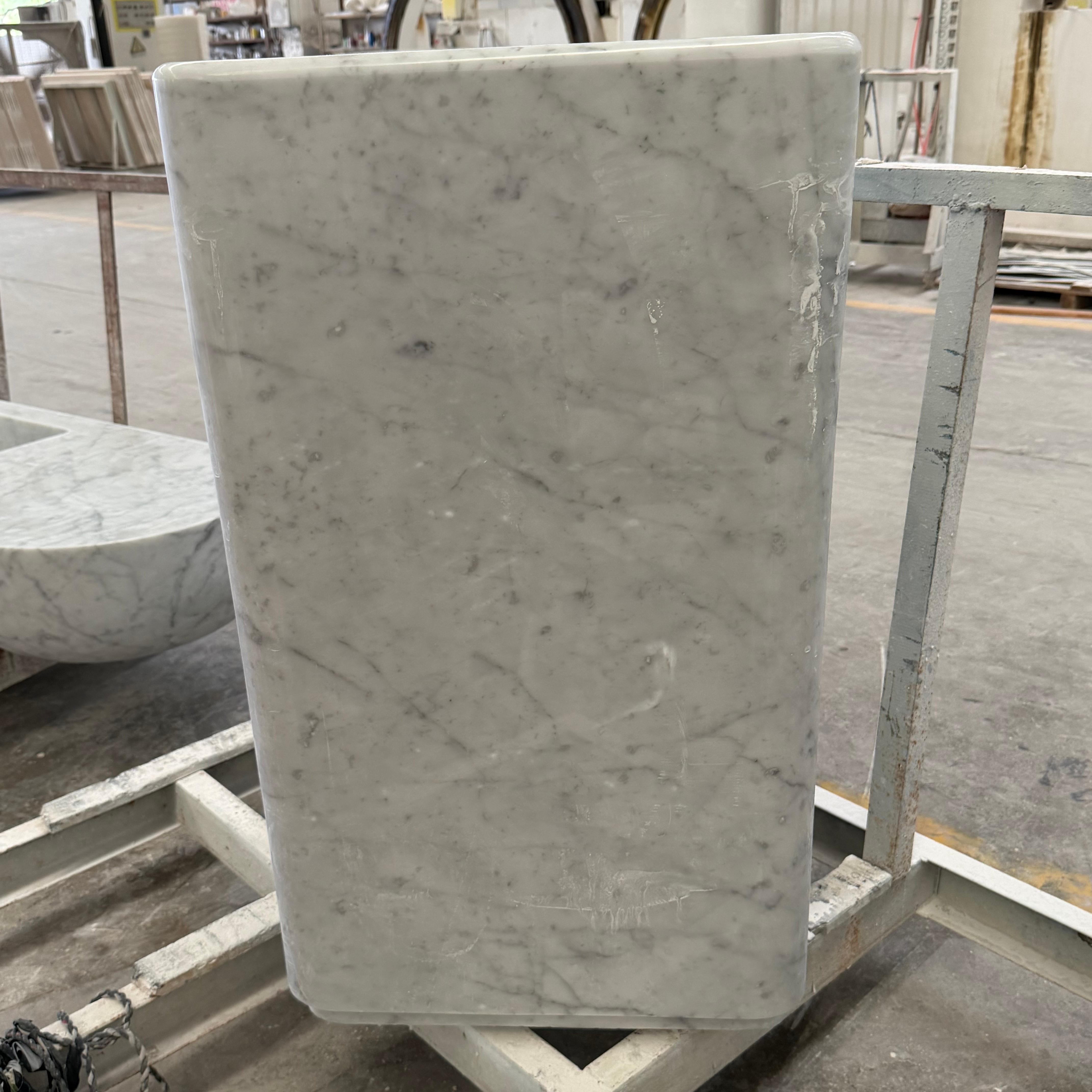 Carrara White Marble Pedestal Wash Basin