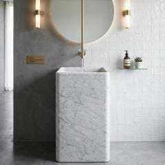 Carrara White Marble Pedestal Wash Basin