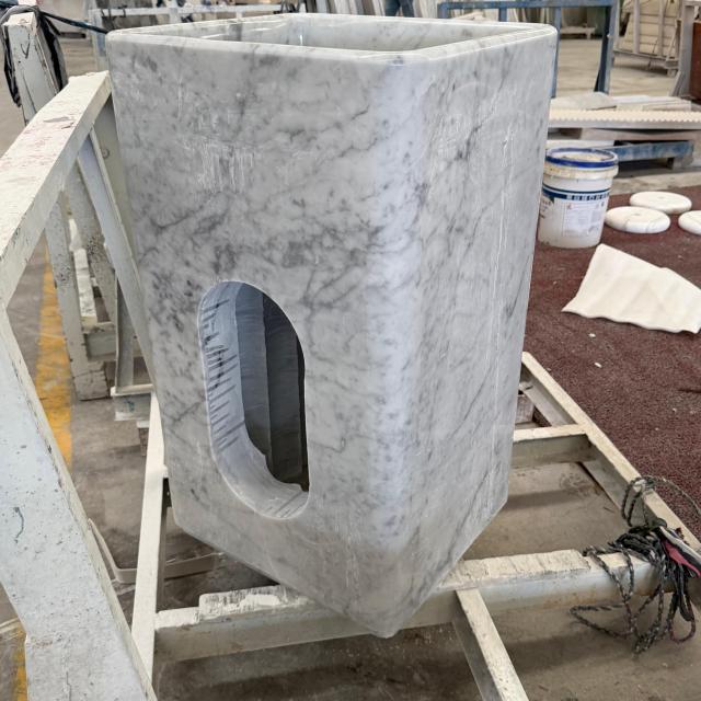 Carrara White Marble Pedestal Wash Basin