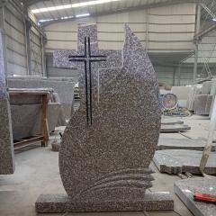 Hand Carved Cross Granite Headstone Romanian Memorial Monument