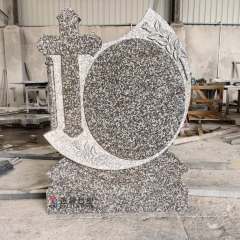 Hand Carved Cross Granite Headstone Romanian Memorial Monument