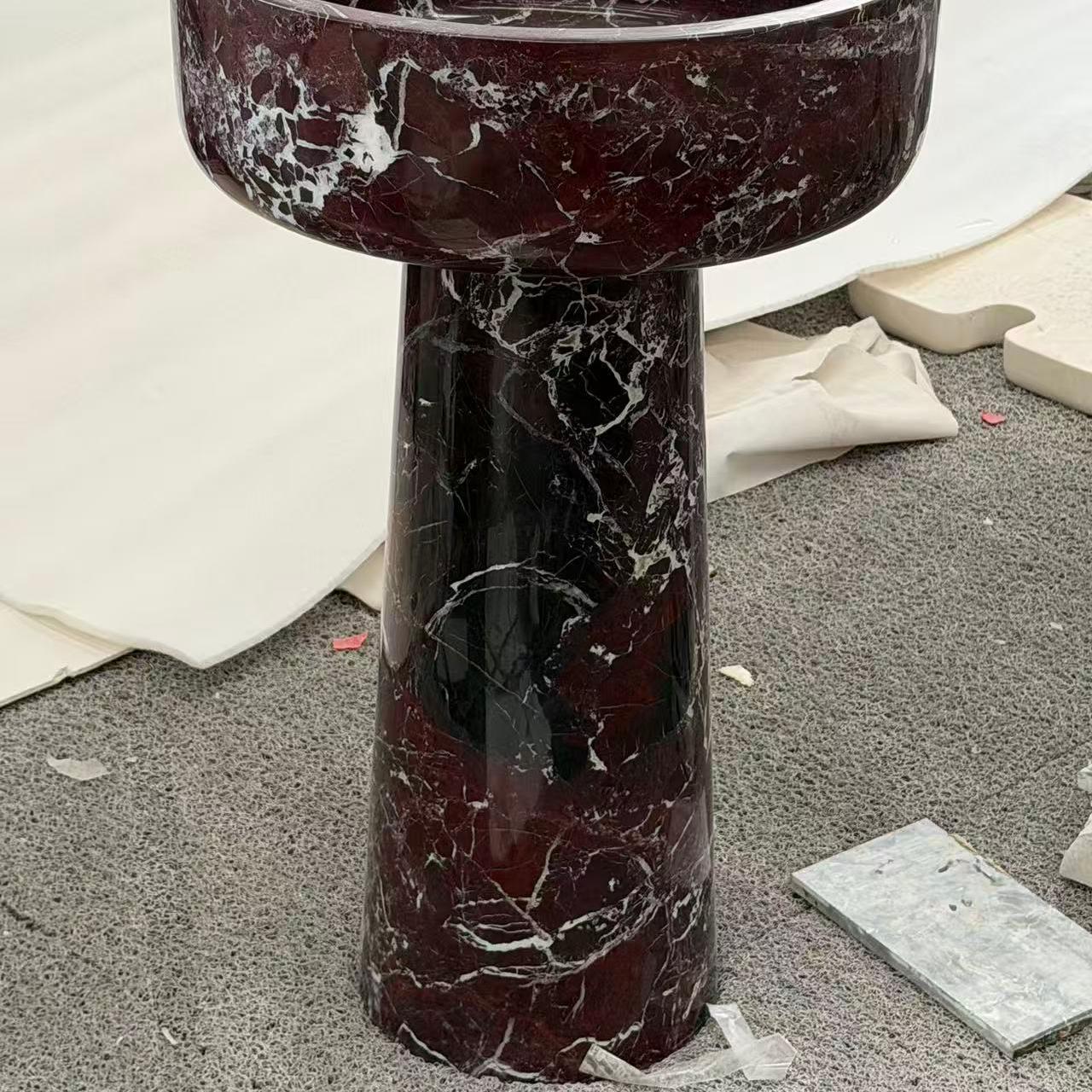Rosso Levanto Marble Pedestal Basin