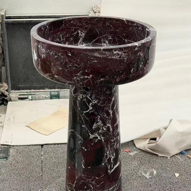 Rosso Levanto Marble Pedestal Basin