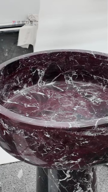 Rosso Levanto Marble Pedestal Basin