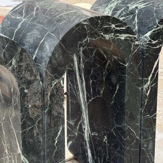 Curved Prada Green Marble Console Table