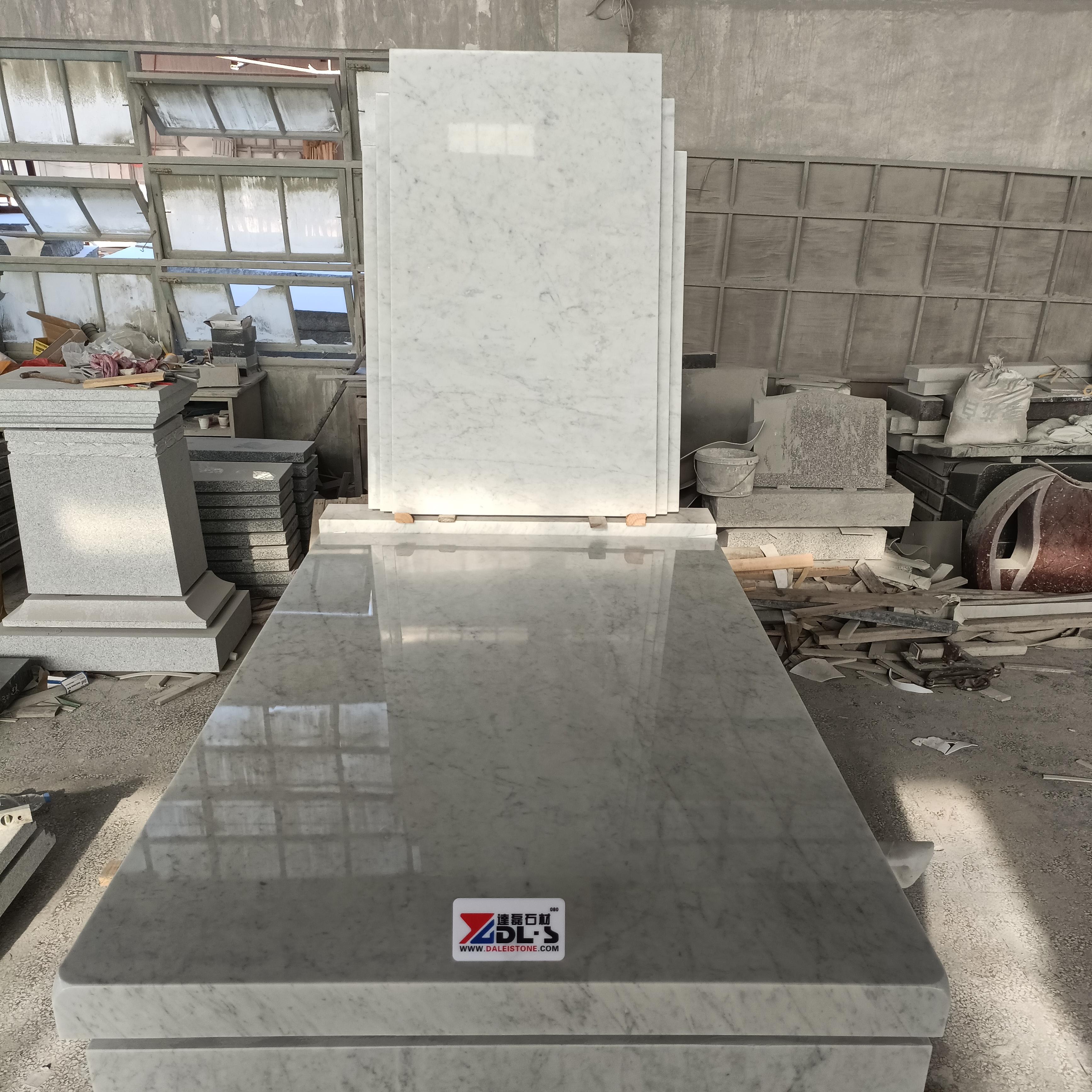 Carrara White Marble Tombstone Rectangular Design