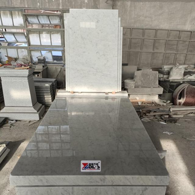 Carrara White Marble Tombstone Rectangular Design
