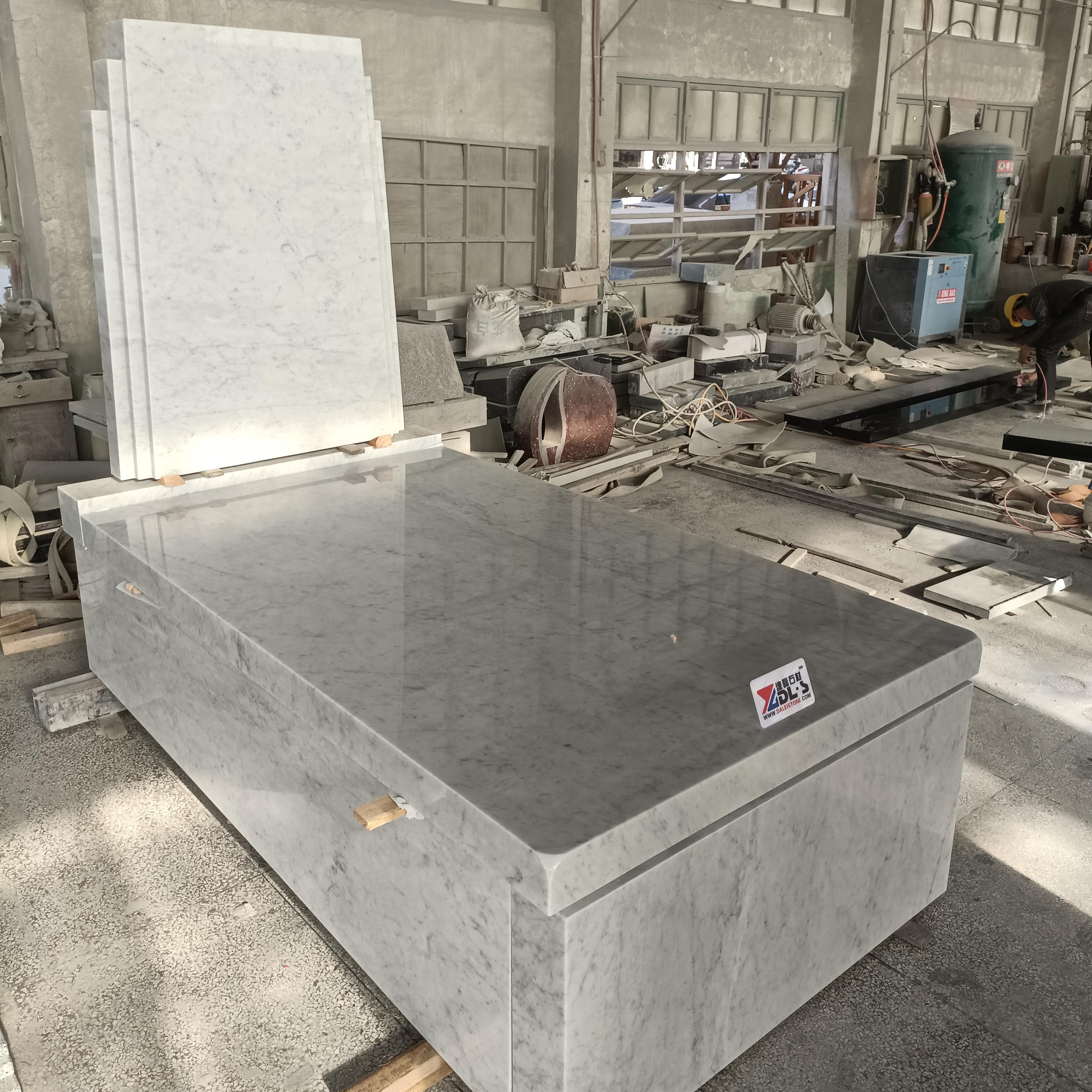 Carrara White Marble Tombstone Rectangular Design