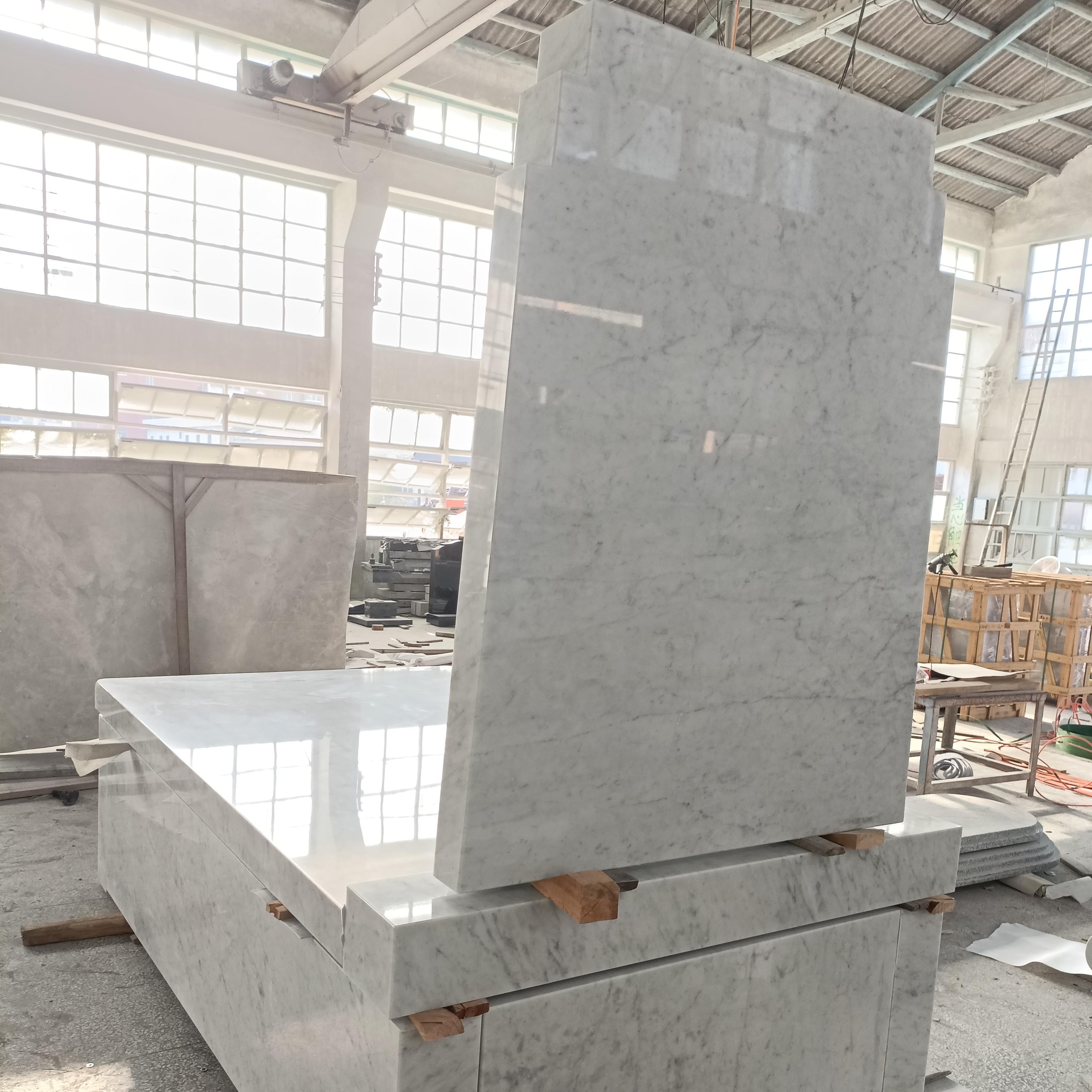 Carrara White Marble Tombstone Rectangular Design