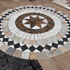 Multicolor Natural Slate Waterjet Stone Medallion Round Mosaic