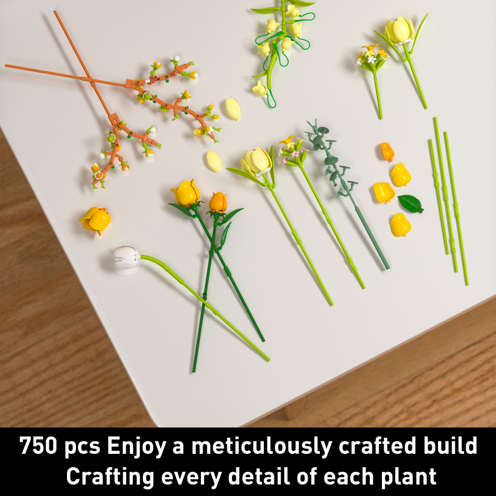Tulip Rose Flowers Bouquet Building Set - Valentines Gifts Compatible with Lego Flowers Botanical Collection - Christmas, Mother's Day & Valentine's Gifts for Women & Girls Home Decor