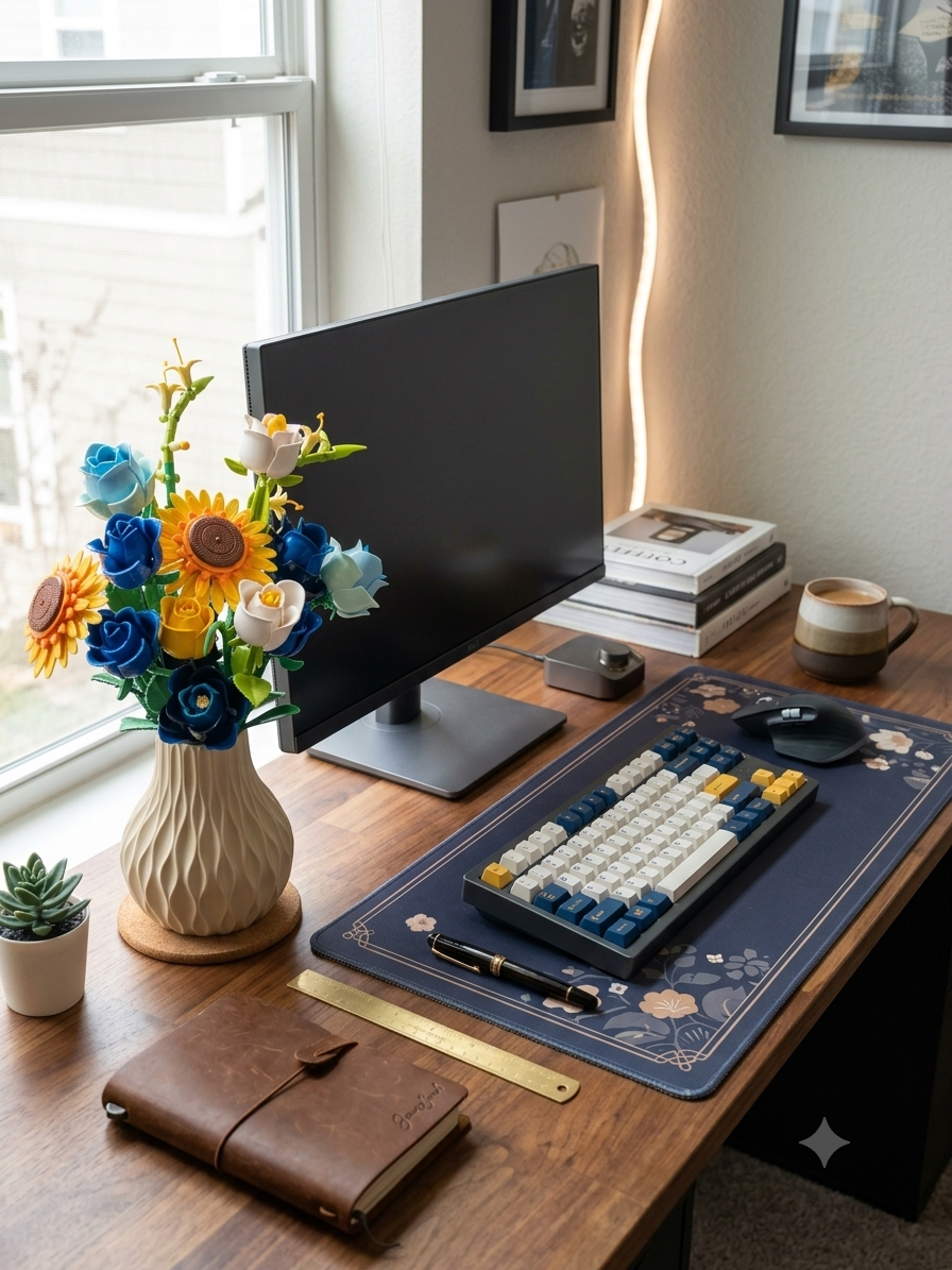Aesthetic Desk Decor Ideas: Why Building Block Flowers Are the Ultimate Workplace Stress Reliever