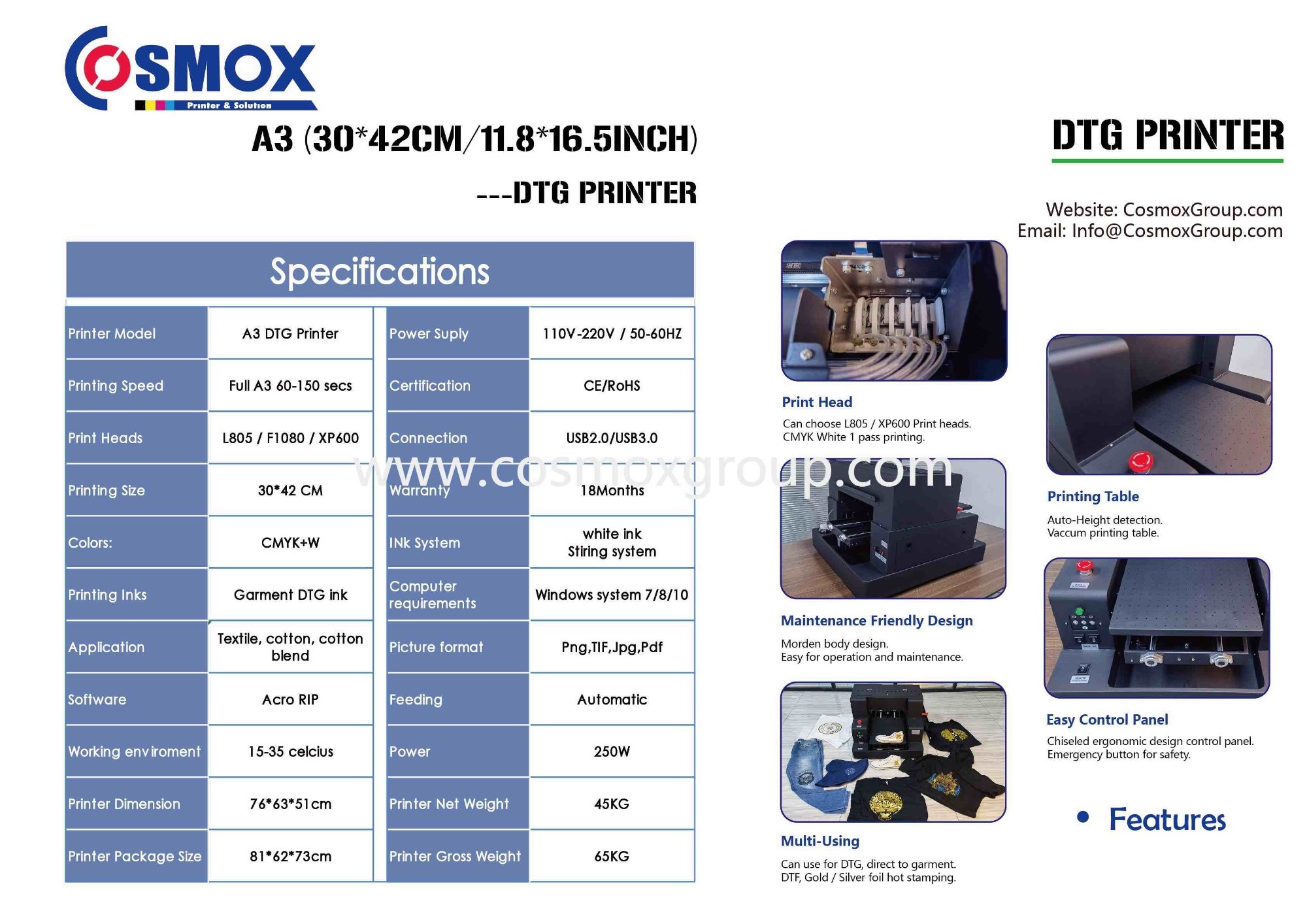A3 DTF/DTG Printer foil stamping printer 3 functions