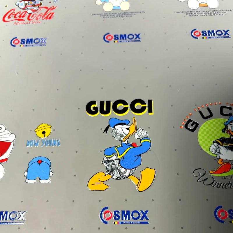 cosmox 6090 uv flatbed printer with printed uv dtf film