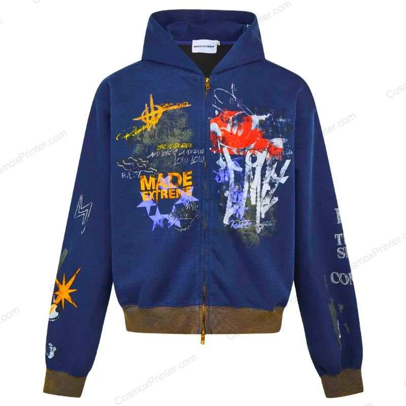 Hoodie with colorful images printed samples