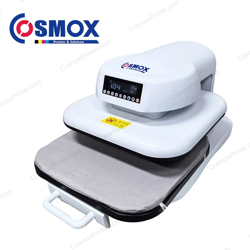 Cosmox A3 DTF heating press machine table out side view