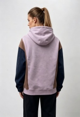 Women's Athleisure Color Block Denim Spliced Hoodie | Original Embroidery Patch,MY SHOP,Women's Athleisure Color Block Denim Spliced Hoodie | Original Embroidery Patch
