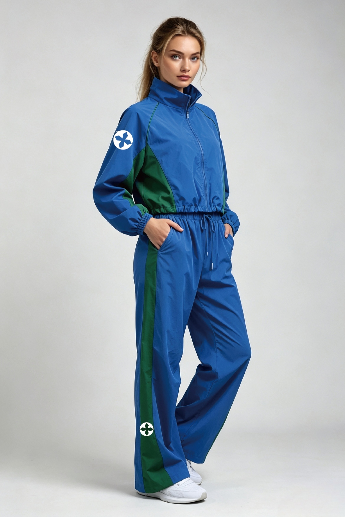 Women's Color Block Windbreaker Tracksuit Set,MY SHOP,Women's Color Block Windbreaker Tracksuit Set