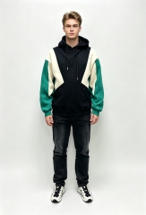 Men's Color Block Patchwork Hoodie with Eagle Back Print,MY SHOP,Men's Color Block Patchwork Hoodie with Eagle Back Print
