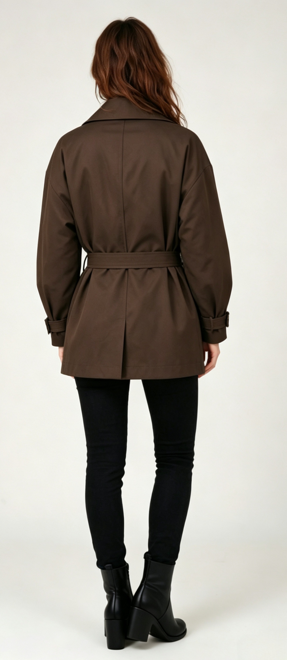 Women Short Double Breasted Belted Trench Coat, Loose Lapel Windbreaker,Sxping Fashion SHOP,Women Short Double Breasted Belted Trench Coat, Loose Lapel Windbreaker