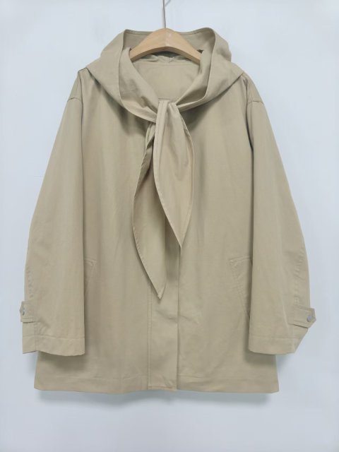 Women Loose Hooded Trench Coat with Detachable Tie Scarf, Casual Mid Length Outerwear,Sxping Fashion SHOP,Women Loose Hooded Trench Coat with Detachable Tie Scarf, Casual Mid Length Outerwear