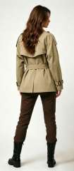 Women Short Stand Collar Belted Trench Coat, Loose Raglan Sleeve Outerwear,Sxping Fashion SHOP,Women Short Stand Collar Belted Trench Coat, Loose Raglan Sleeve Outerwear