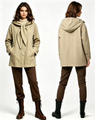 Women Loose Hooded Trench Coat with Detachable Tie Scarf, Casual Mid Length Outerwear,Sxping Fashion SHOP,Women Loose Hooded Trench Coat with Detachable Tie Scarf, Casual Mid Length Outerwear