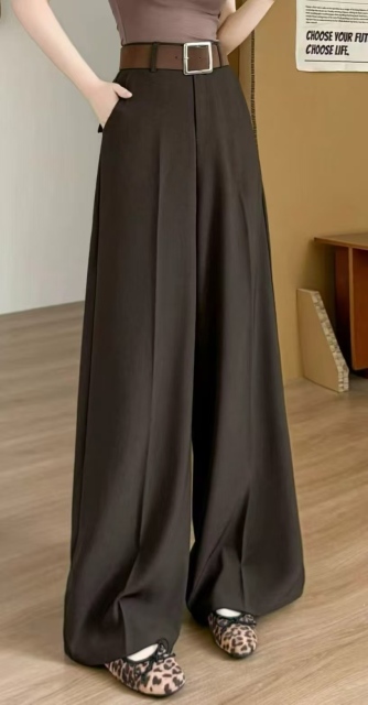 Women High Waist Wide Leg Suit Pants With Matching Belt, Front Pleated Trousers,Sxping Fashion SHOP,Women High Waist Wide Leg Suit Pants With Matching Belt, Front Pleated Trousers