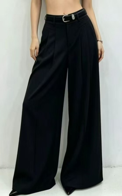 Women High Waist Pleated Wide Leg Suit Pants With Decorative Belt,Sxping Fashion SHOP,Women High Waist Pleated Wide Leg Suit Pants With Decorative Belt