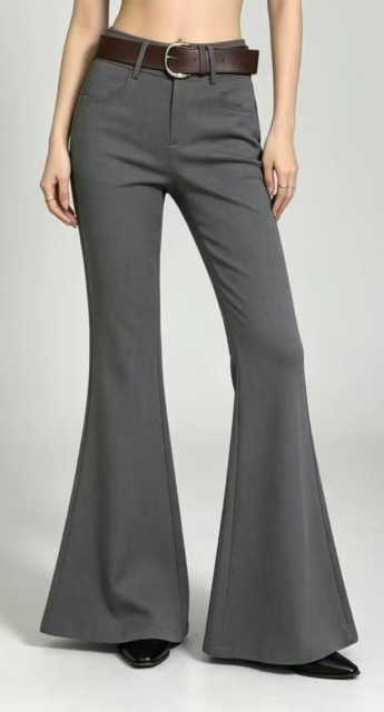 Women High Waist Flared Suit Pants With Matching Leather Belt,Sxping Fashion SHOP,Women High Waist Flared Suit Pants With Matching Leather Belt