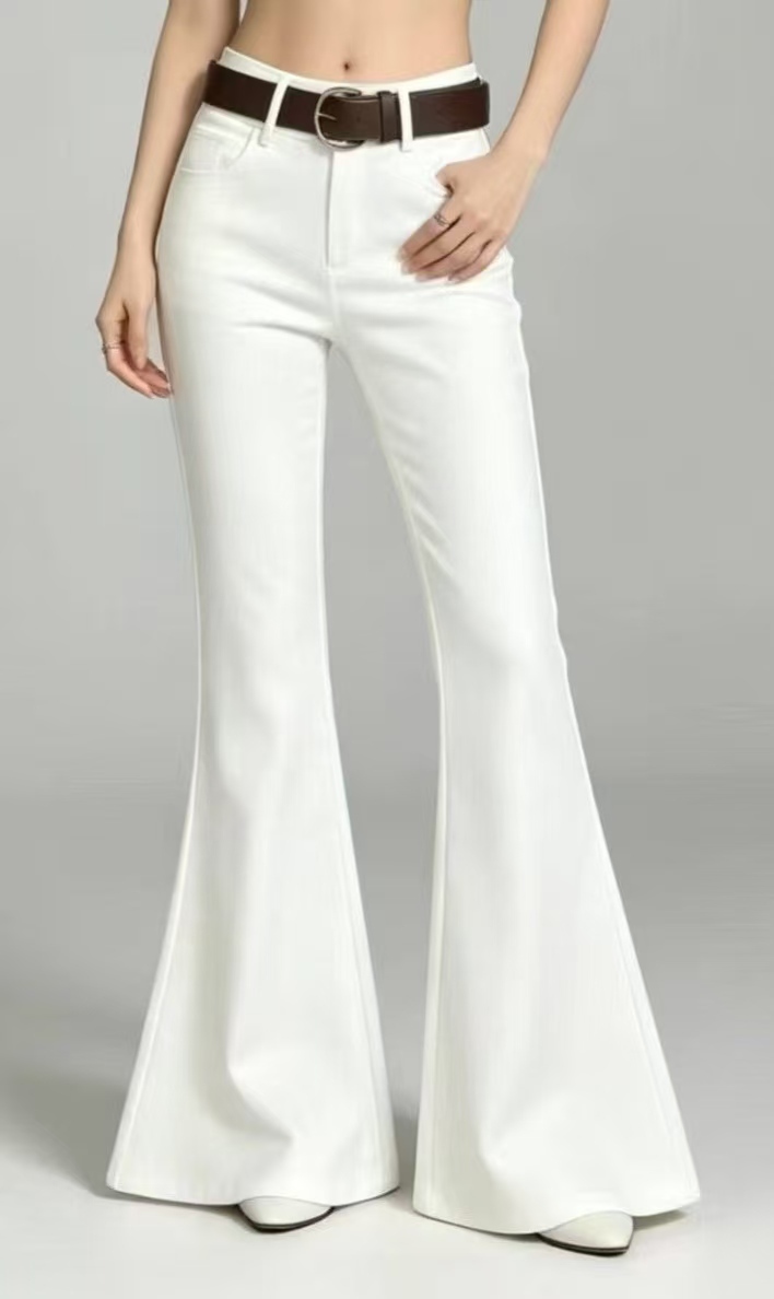 Women High Waist Flared Suit Pants With Matching Leather Belt,Sxping Fashion SHOP,Women High Waist Flared Suit Pants With Matching Leather Belt