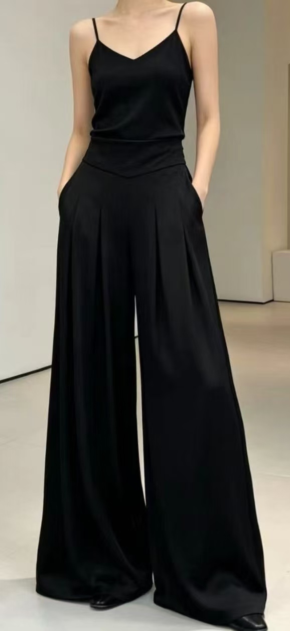 Women High Waist V-Waist Pleated Wide Leg Suit Trousers,Sxping Fashion SHOP,Women High Waist V-Waist Pleated Wide Leg Suit Trousers