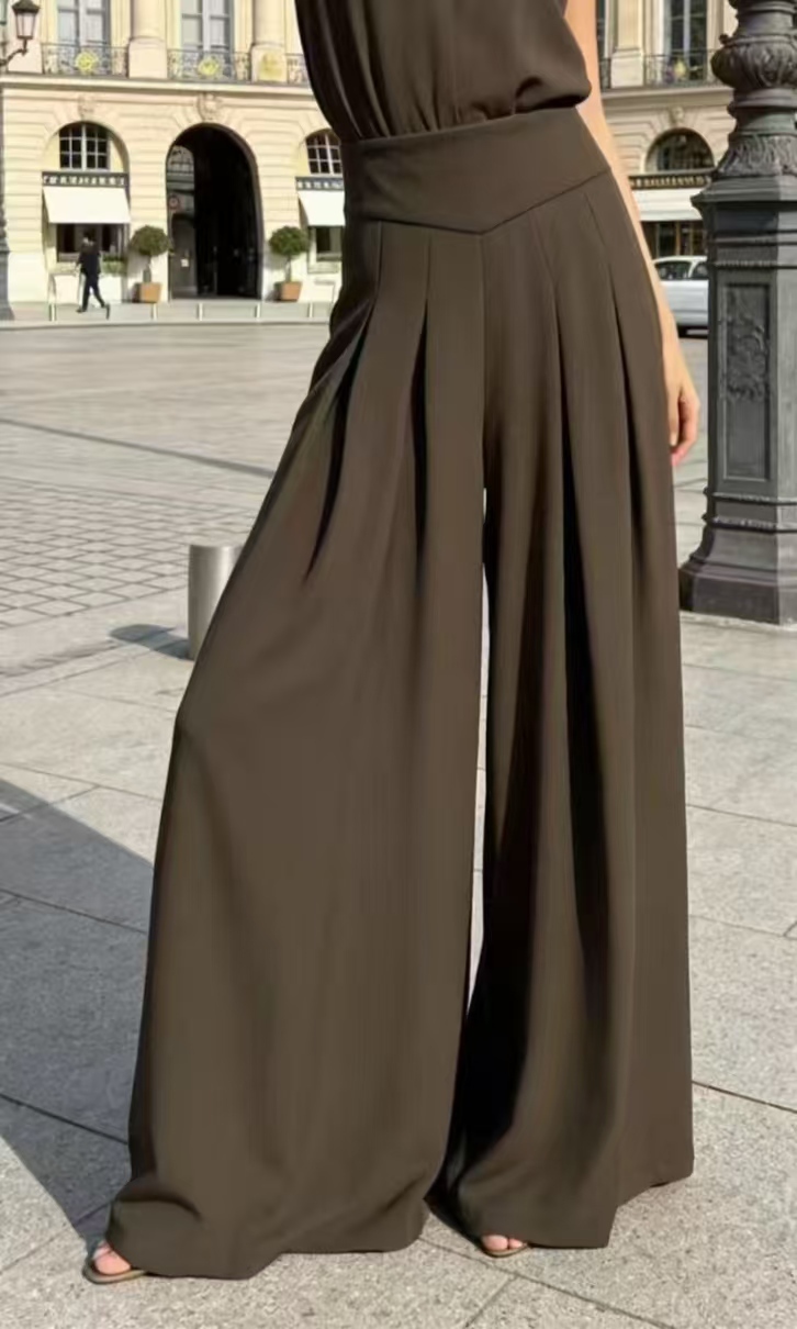 Women High Waist V-Waist Pleated Wide Leg Suit Trousers,Sxping Fashion SHOP,Women High Waist V-Waist Pleated Wide Leg Suit Trousers