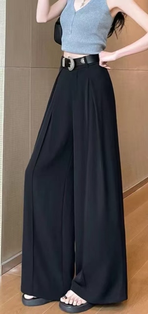 Women High Waist Pleated Wide Leg Suit Pants With Decorative Belt,Sxping Fashion SHOP,Women High Waist Pleated Wide Leg Suit Pants With Decorative Belt