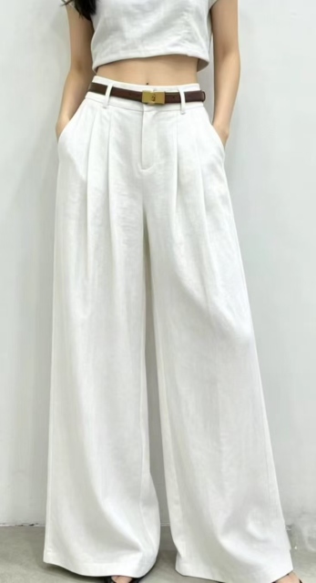 Women High Waist Pleated Linen Blend Wide Leg Pants With Matching Belt,Sxping Fashion SHOP,Women High Waist Pleated Linen Blend Wide Leg Pants With Matching Belt