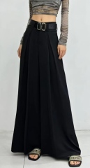 Women High Waist Pleated Wide Leg Suit Trousers With Matching Double Buckle Belt,Sxping Fashion SHOP,Women High Waist Pleated Wide Leg Suit Trousers With Matching Double Buckle Belt