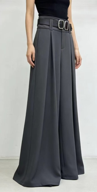 Women High Waist Pleated Wide Leg Suit Trousers With Matching Double Buckle Belt,Sxping Fashion SHOP,Women High Waist Pleated Wide Leg Suit Trousers With Matching Double Buckle Belt